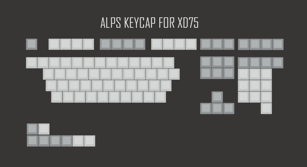 ALPS for XD75 XDA ALPS пустые брелки пустые белые серые для MX механическая клавиатура gh60 покер xd64 xd60 xd68 xd84 xd96 Планк 87 104 ansi tkl - Цвет: ALPS for XD75