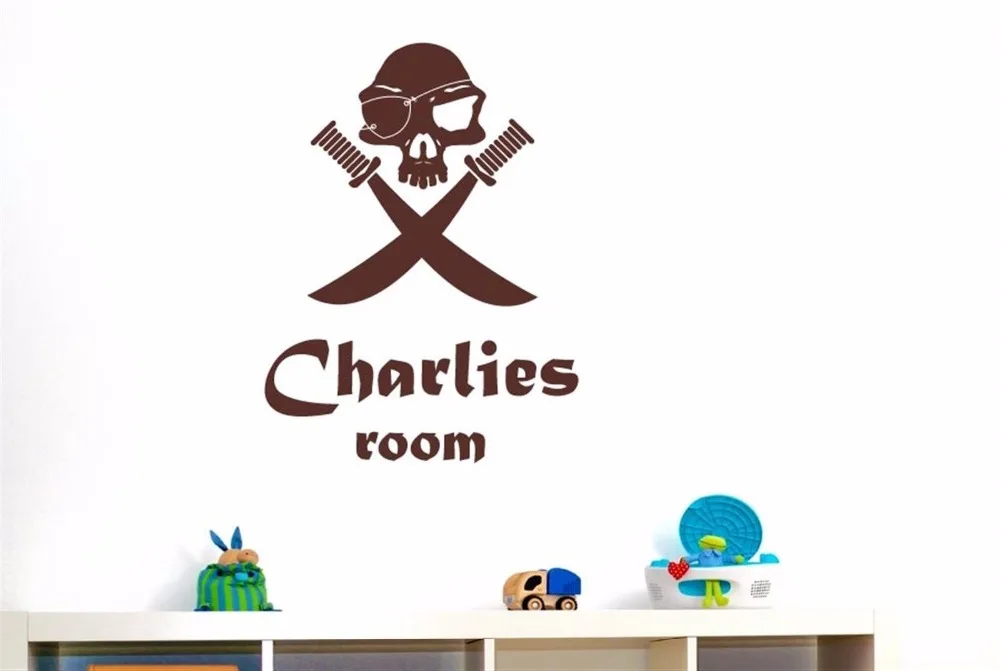 Наклейки для гостиной с рисунком пиратского черепа|art decor|for kidswall sticker skull |