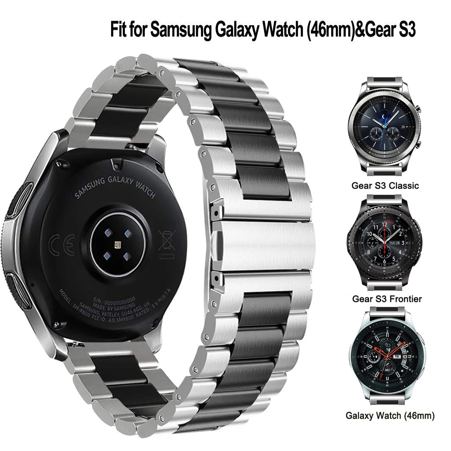 22 мм ремешок для часов Samsung Galaxy Watch 46 браслет из нержавеющей стали Gear S3 Classic/S3 Frontier