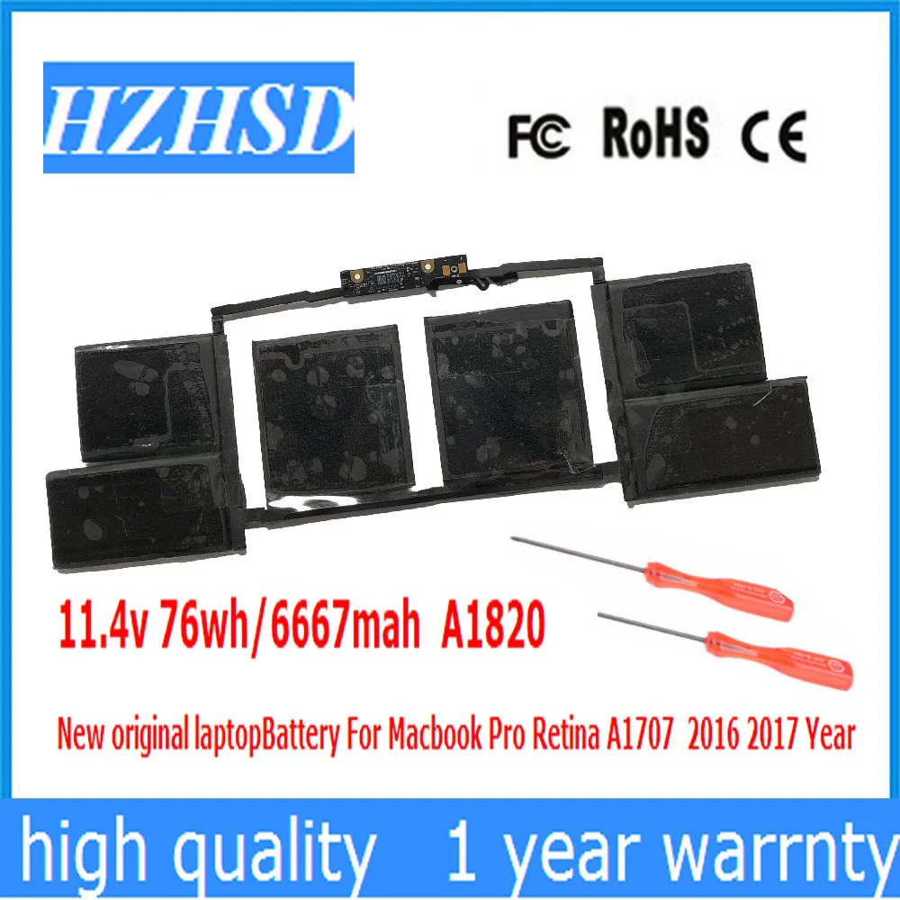 11 4 v 76wh/6667mah A1820 новый оригинальный аккумулятор для ноутбука Macbook Pro Retina A1707 2016 2017
