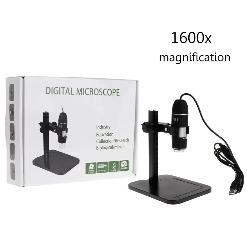 1600X 8LED USB Digital Microscope Magnifier Camera Endoscope with Ruler Bracket | Инструменты