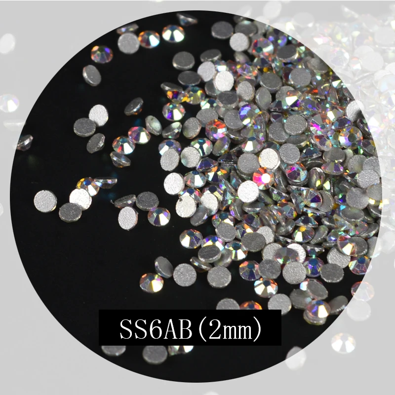 

YWK 1 Pack Total 1440 Pcs SS3 SS6 Optional Crystal AB Nail Rhinestones Flat Back Non Hotfix Glitter Stones DIY 3D Phones Decor
