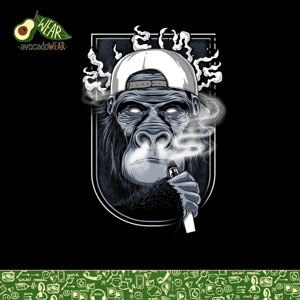Мужские футболки летняя стильная модная мужская футболка с рисунком Swag Monkey Cigarette