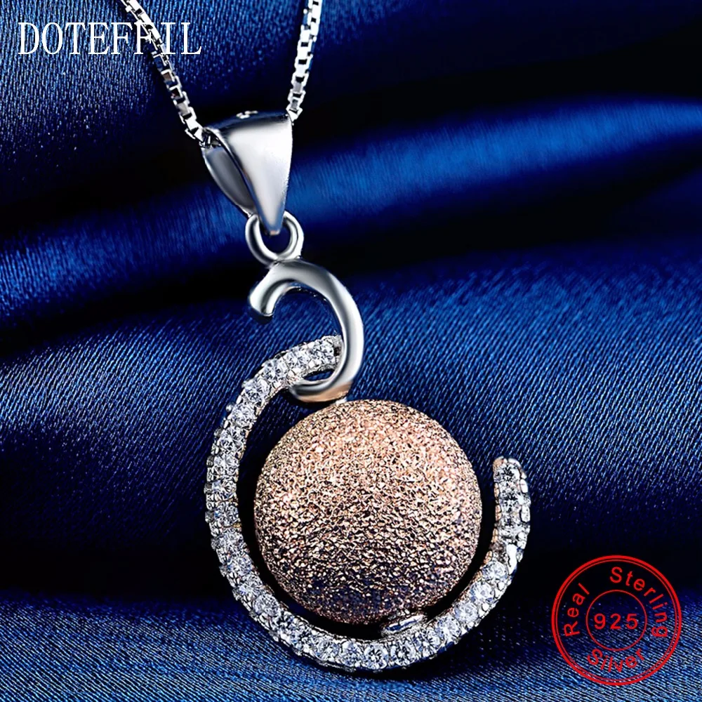 

10mm Bead 925 Silver Necklace Woman Round Pendant Necklace 100% Sterling Silver Jewelry Necklace