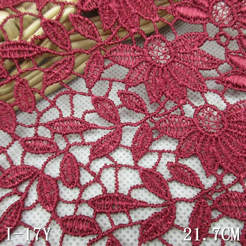10yards 217MM Wide Polyester Water soluble lace embroidered for home decoration DIY sewing Burgandy | Дом и сад