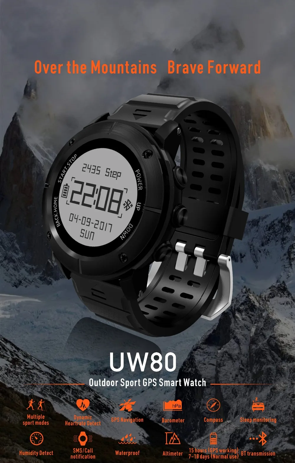 WQ UW80 умные часы gps/SOS фитнес-трекер умные часы для спорта на открытом воздухе гольф часы IP68 Водонепроницаемые Часы наручные для горного туризма Bluetooth