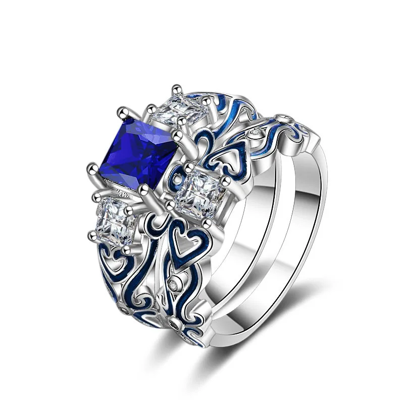 925 anillos, серебряное, 2 шт, обручальное, для пары, для женщин, цвет, кристалл, циркон, сердце, модное кольцо, для девушек, любовь и блеск, изумруд, ювелирное изделие