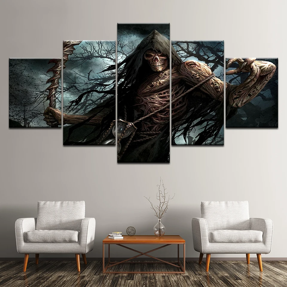 Картина на холсте Grim Reaper 5 шт. Настенная картина модульные обои плакат печать для