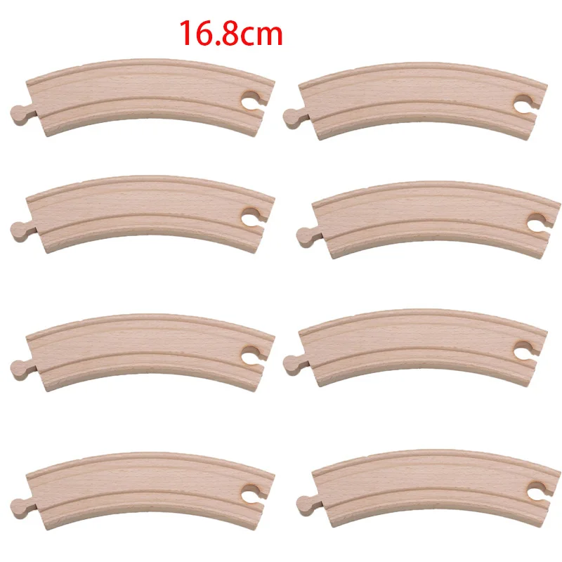 16.8 Curved track Друзья 8 шт./лот 16,8 см деревянный поезд треки изогнутые треки Набор Обучающие блоки игрушки железнодорожные аксессуары bloques de - Цвет: 16.8 Curved track