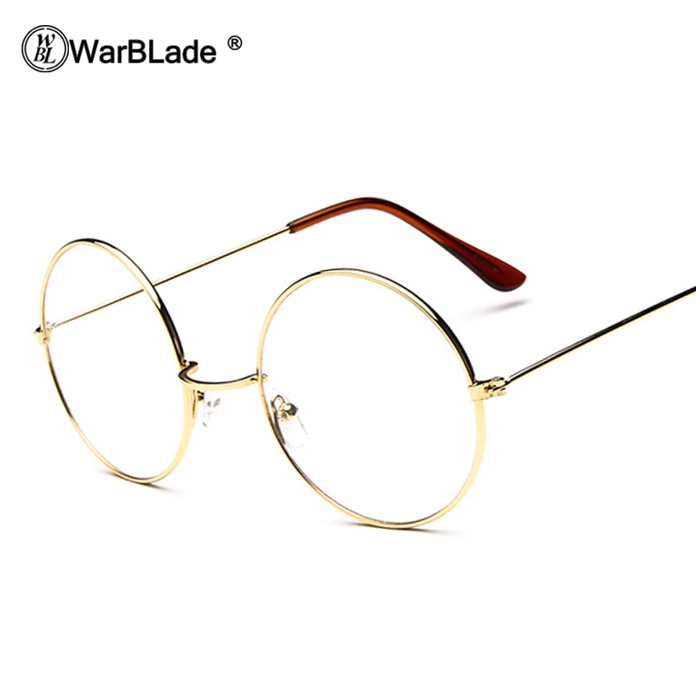 Круглые очки WarBLade прозрачные линзы унисекс золотая металлическая оправа для