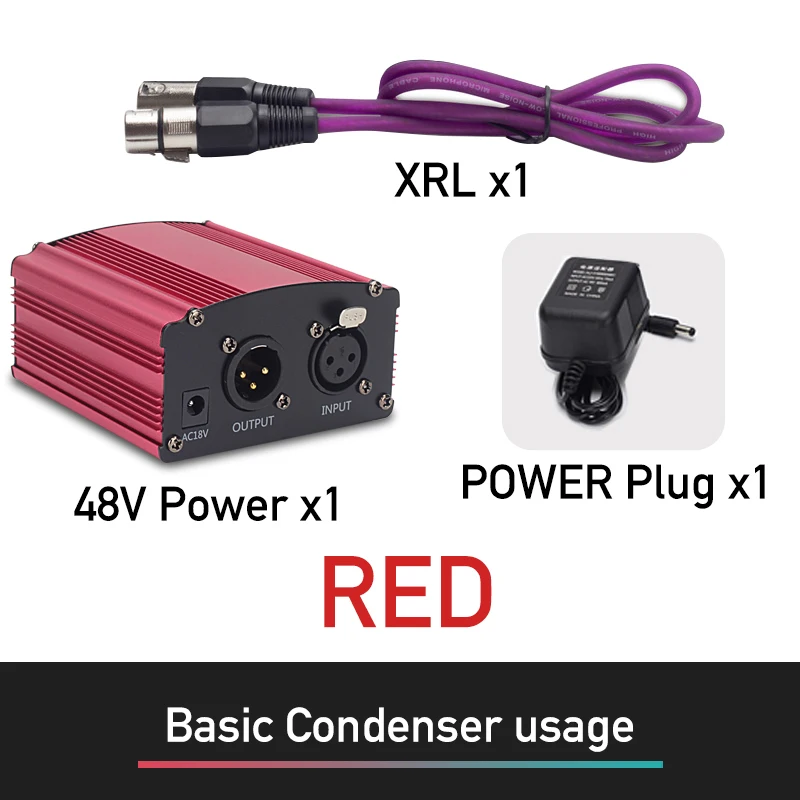 YUEPU RU-P48V 48В Питание для конденсаторный микрофон XRL разъем - Цвет: RED-For Basic