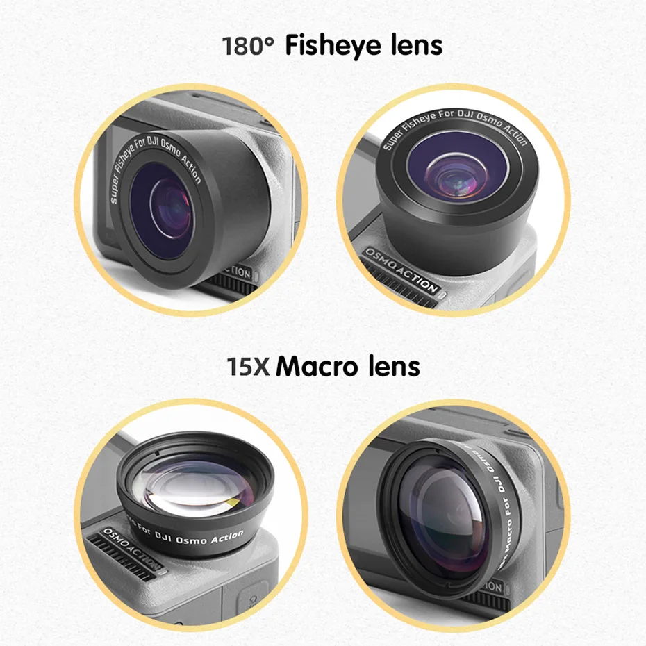 Аксессуары для спортивной камеры FOTOFLY DJI Osmo Action 15X Macro Close Up/рыбий глаз фильтр