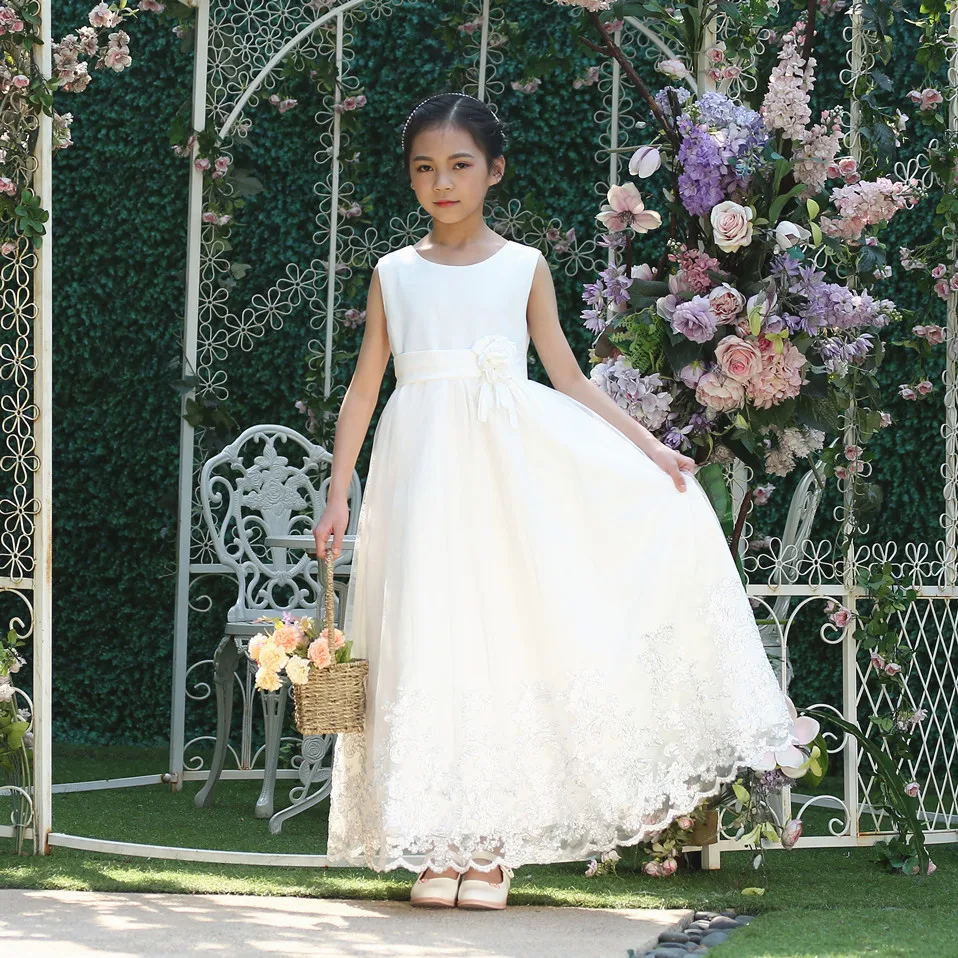 Симпатичные Новые Элегантные белые вечерние платья для девочек летнее платье