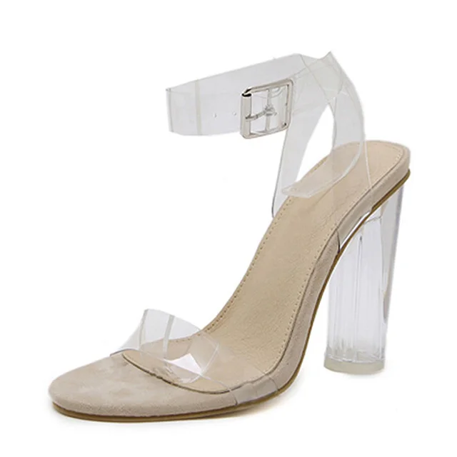 PL1715-beige Женские туфли-лодочки; прозрачные женские туфли на высоком каблуке; модная свадебная обувь; вечерние туфли со стразами; пикантные туфли на шпильке; большие размеры 35-43 - Цвет: PL1715-beige