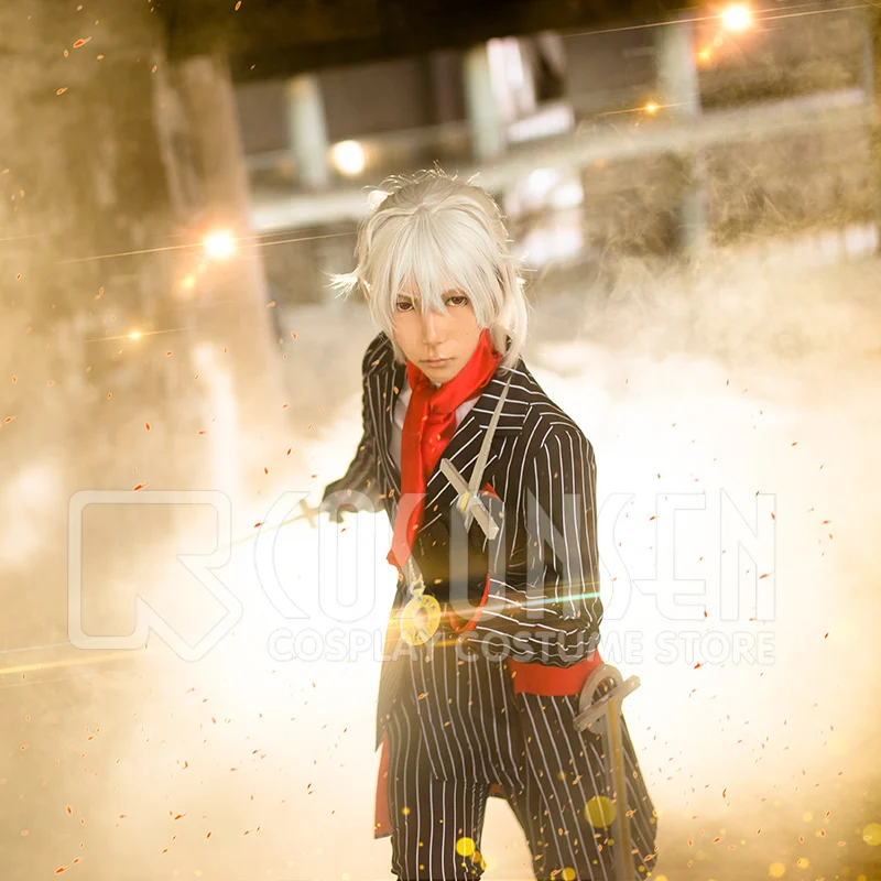 Fate/Grand для Antonio Сальери этап 2 черный костюм в полоску FGO Косплей Костюм Полный