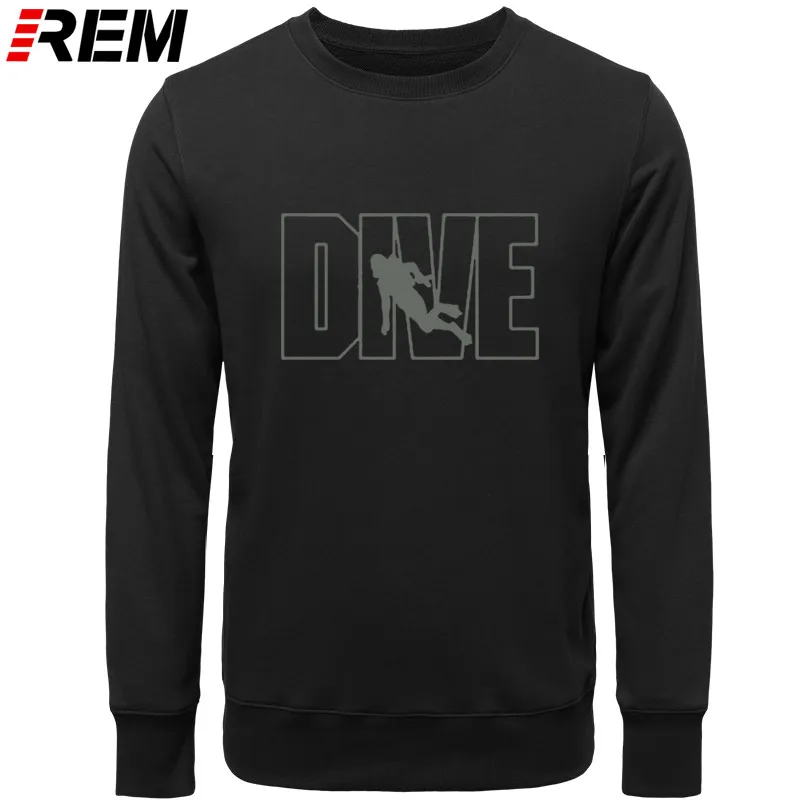 BLACK GRAY REM Diver Дизайн брендовая мужская одежда Топ Мода Dive AQUALUNG принт мужские хлопковые водолазные костюмы с длинными рукавами и круглым вырезом, свитшоты - Цвет: BLACK GRAY