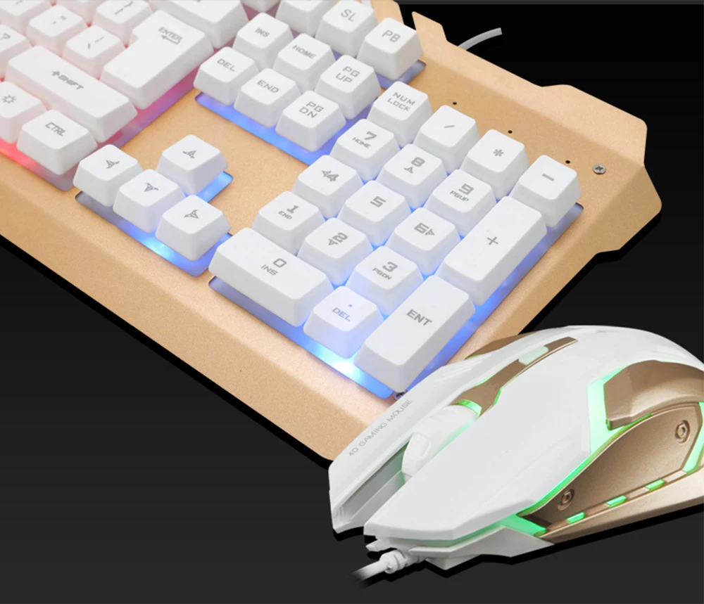Игровой набор Combos USB Проводная светодиодный Механическая игровая клавиатура с подсветкой с 3200 dpi Регулируемая игровая мышь для геймера