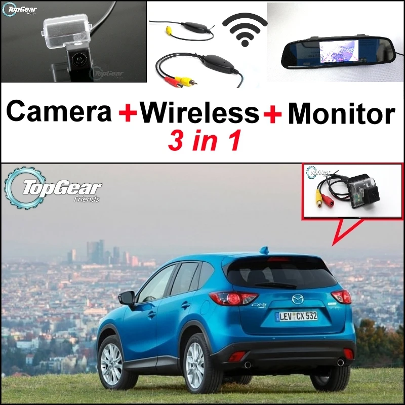 

3 in1 Special Rear View Camera + Wireless Receiver + Mirror Monitor EASY Parking System For Mazda CX-5 CX 5 CX5