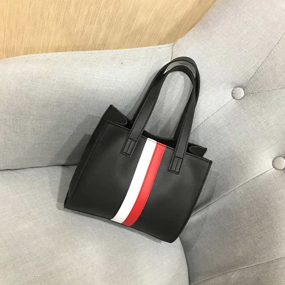 2018 Woman Tote Casual Bags Crossbody Bag Stripe Leather Handbag Shoulder handbags women famous brands bags | Багаж и сумки