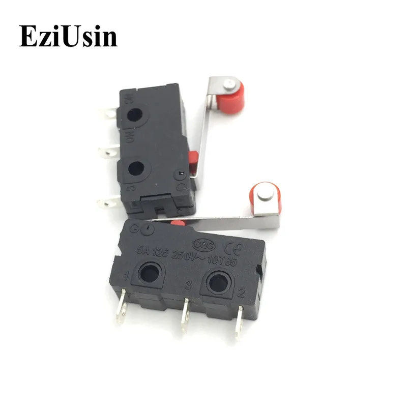 EziUsin 100 шт. 5A 125 250V SPDT 1NO 1NC Мгновенный роликовый рычаг с петлей тактовая микро