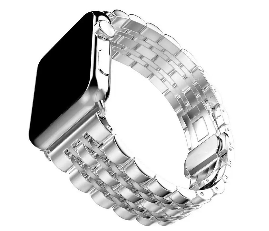 100 шт. Нержавеющая сталь 7 Points, ремешок для наручных часов для Apple Watch, версии 4/3/2/1 38 мм 42 мм наручных часов Iwatch, ремешок черный, Серебристый Цвет Бабочка застежка браслета