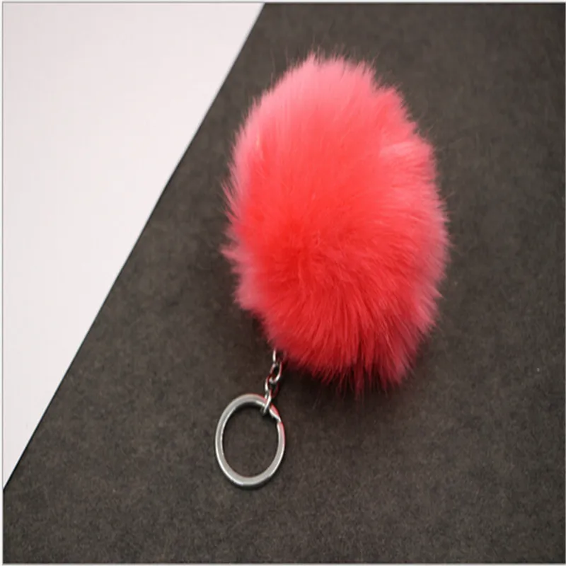 2017 New Fashion Rabbit Fur Keychain Ball PomPom Cell Phone Car Bag Fluffy Pendant Silver Metal Buckle Charm Key Ring | Украшения и