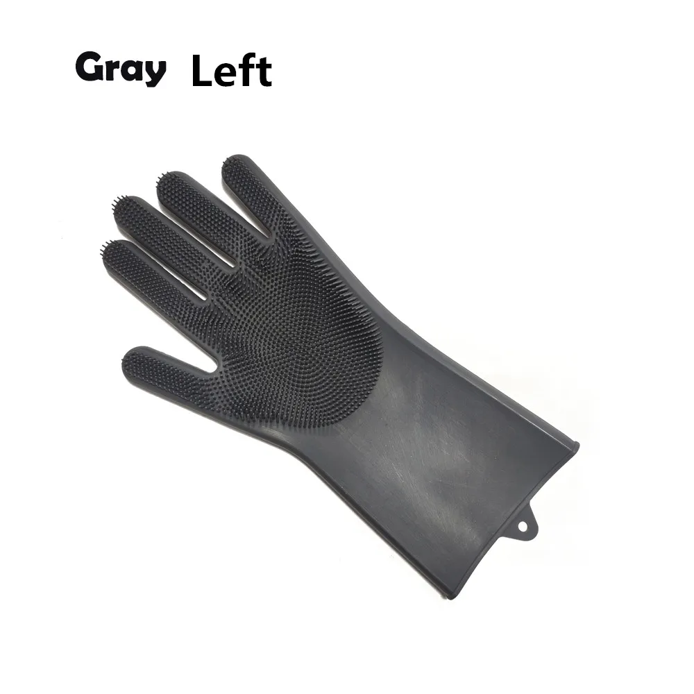 Gray left 1 шт силиконовая перчатка для мытья посуды пищевая кухонная перчатка для мытья посуды с чистящей щеткой домашняя перчатка для скрабирования - Цвет: Gray left