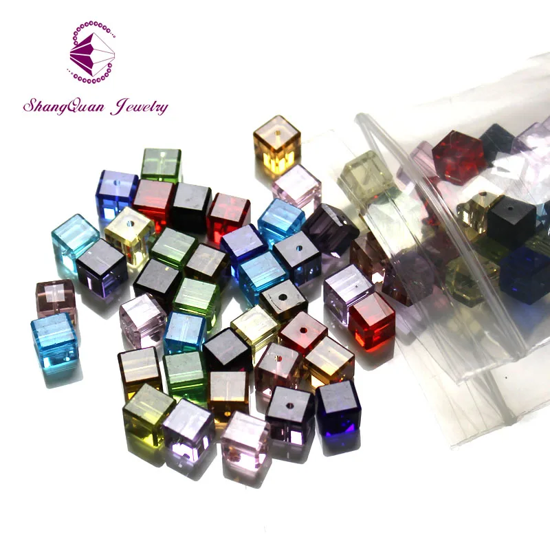 

Mixed Color 8MM Cube Crystal Beads (100PCS/LOT) Beads Crystal Square Glass Beads Wedding Jewelry Adornment Bracelet Bead