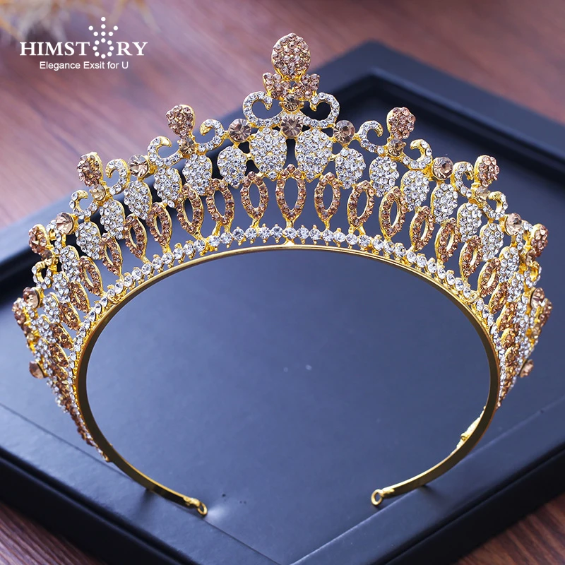 

Himstory Bling Rhinestone Crystal Crowns Tiaras Pageant Bridal Wedding Hair Accessories Baroque Headpieces Headband Jewelry