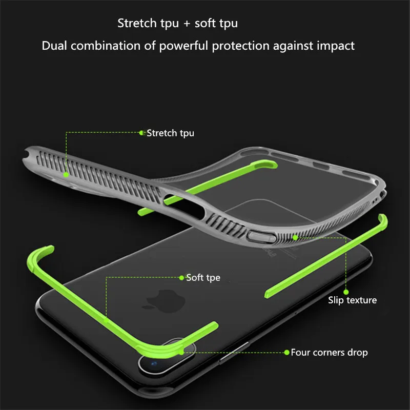 BALMORA Armor Transparent Phone Case For iPhone 6 6s 7 8 plus X Shockproof Protect Soft TPU Clear Cases | Мобильные телефоны и