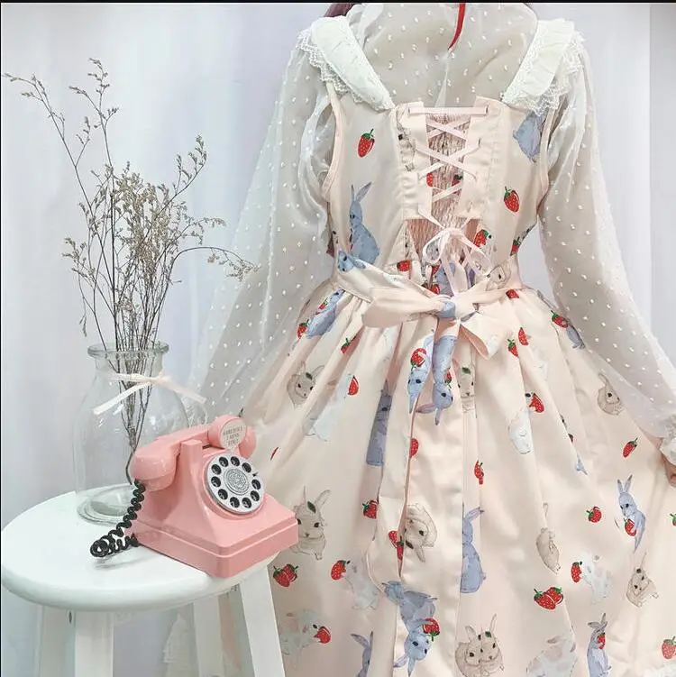 

sweet lolita sets lolita top+high waist elegant lace bowknot printing victorian dress kawaii girl gothic lolita jsk loli cos