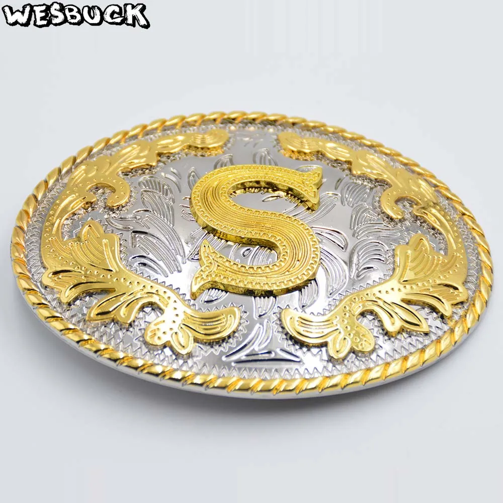 WesBuck бренд 8 различных стилей западные мужские золотые буквы S T U V W X Y Z пряжка