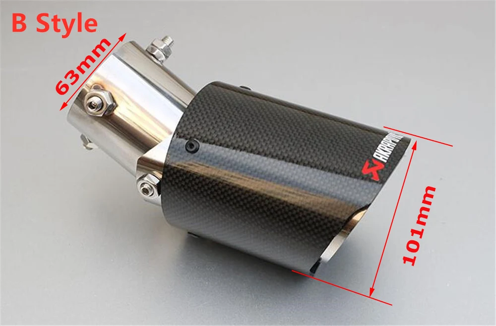 1x регулируемый угол Akrapovic наконечники из углеродного волокна для автомобиля выхлопная труба для Renault Opel автомобиль-Стайлинг универсальные автомобильные аксессуары - Цвет: B IN 63MM OUT 101MM