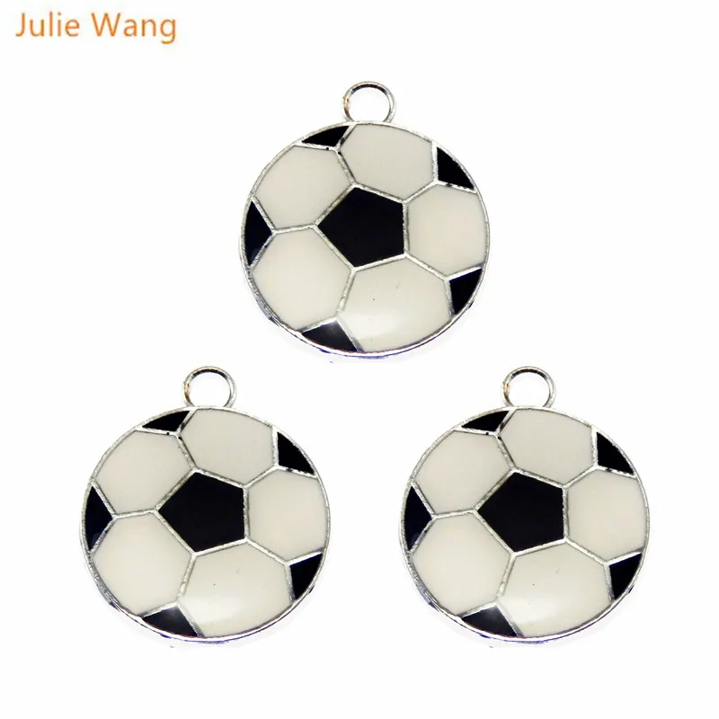 Julie Wang 40 шт. футбольный дизайн цинковый сплав эмалированная Подвеска Ожерелье