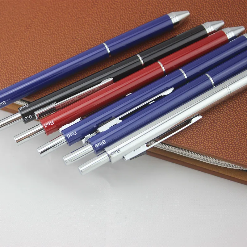 

4 in 1 Metal Ballpoint Pens Multifunctional Ink Refill Metal Smooth pencil Writing Pens with Gift Case Office Supplies