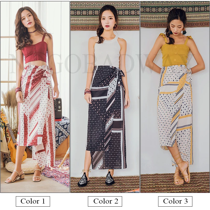 2018 новая шифоновая длинная юбка с высокой талией и цветочным принтом женская