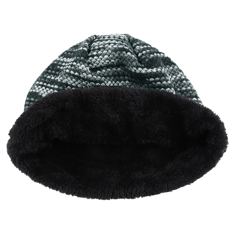 Зимняя вязаная шерстяная шапка унисекс женская разноцветная полосатая хип-хоп