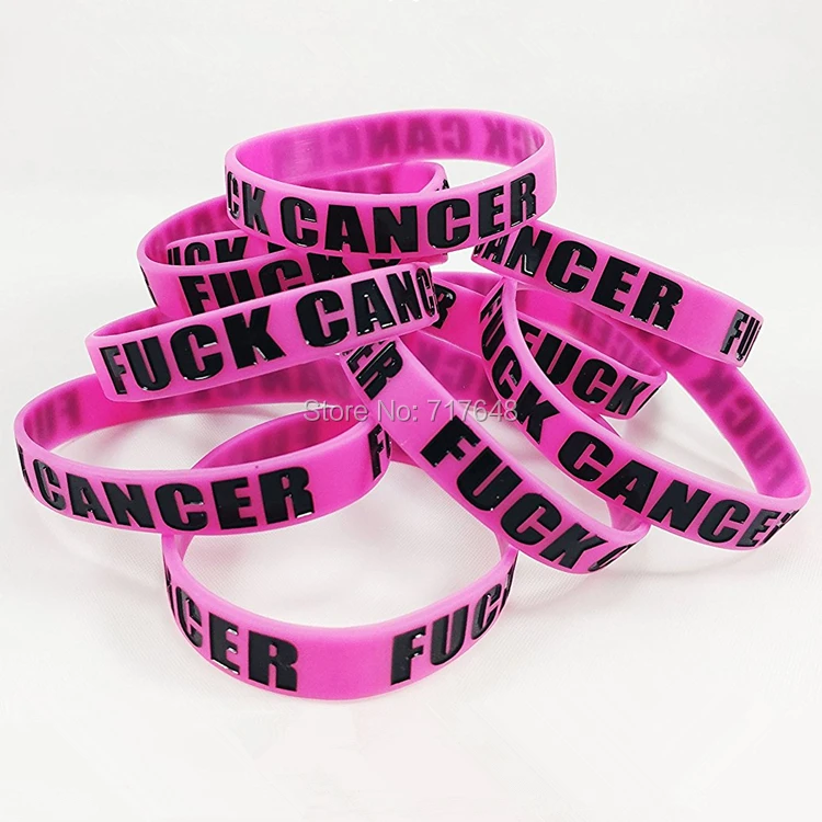 300PCS Cancer Awareness black magenta pink purple yellow wristband silicone bracelets free shipping by FEDEX | Украшения и