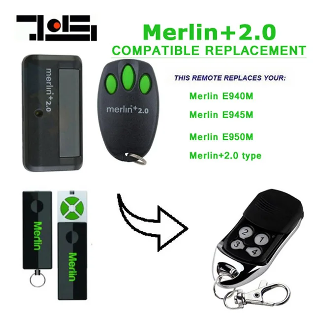 Новинка для Merlin + 2 0 ТИП E945 E950 совместимый Открыватель гаража/ворот ручной пульт