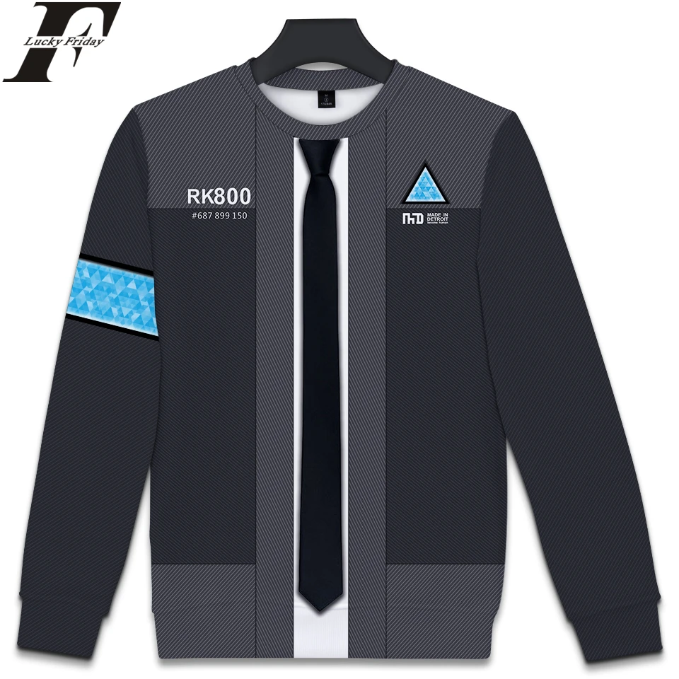 LUCKYFRIDAYF Detroit Become Human 3D Sweatshirt RK800 Uniform Capless Man/Women Casual Regular Closthes Plus Size 4XL | Женская одежда