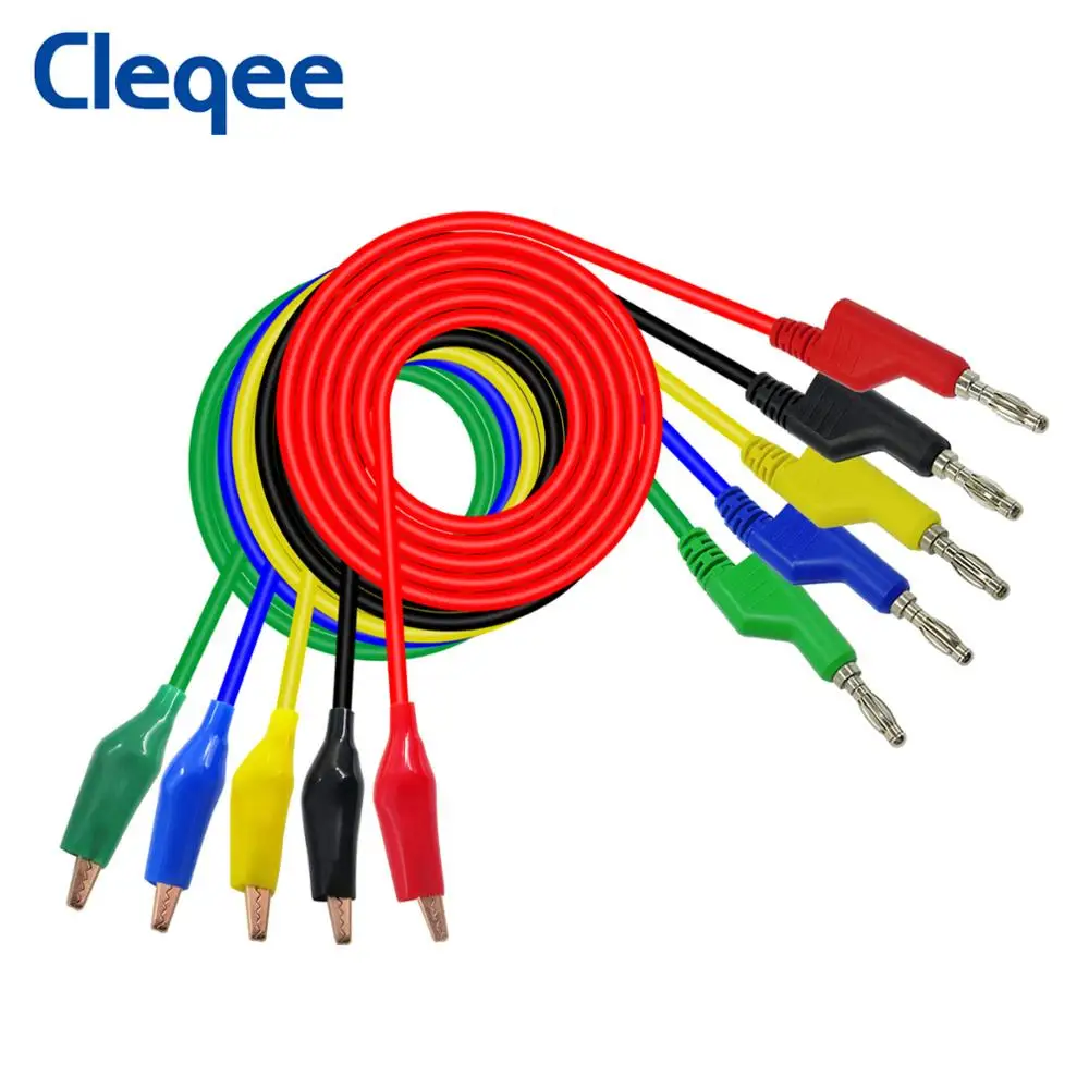 Cleqee P1044 5 шт. 4 мм Штабелируемый Банановый штекер к Alliagtor испытательные выводы