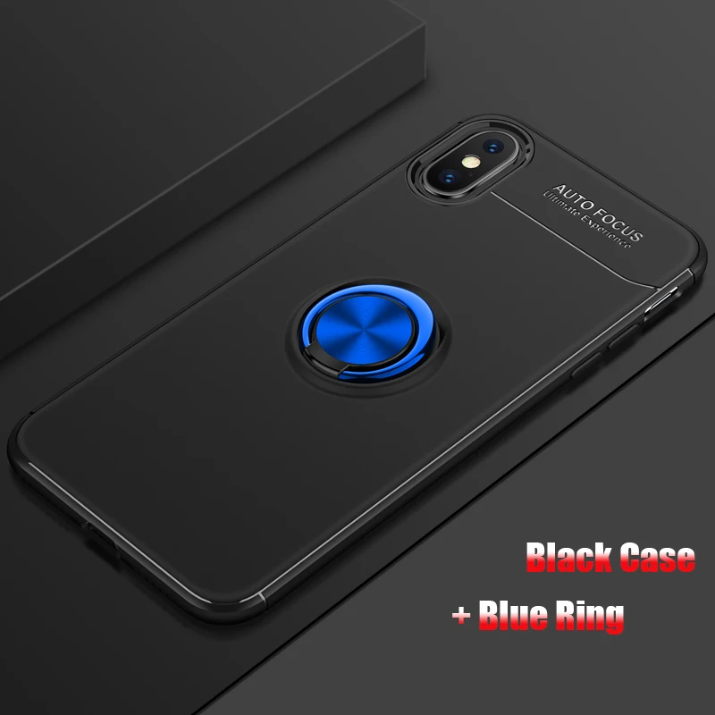 Для iPhone 5 5S SE 6 6s 7 8 Plus X XS MAX XR магнитный держатель TPU металлический Автомобильный Кронштейн кольцо силиконовый резиновый мягкий чехол 8 7 Plus