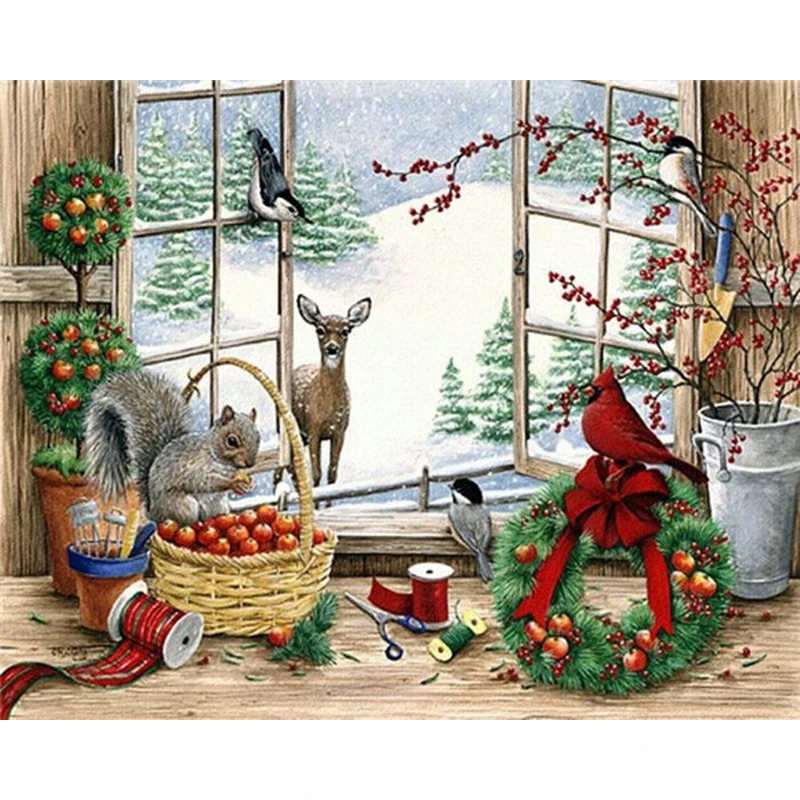 diamond embroidery christmas village 5d diy full mosaic painting house | Дом и сад