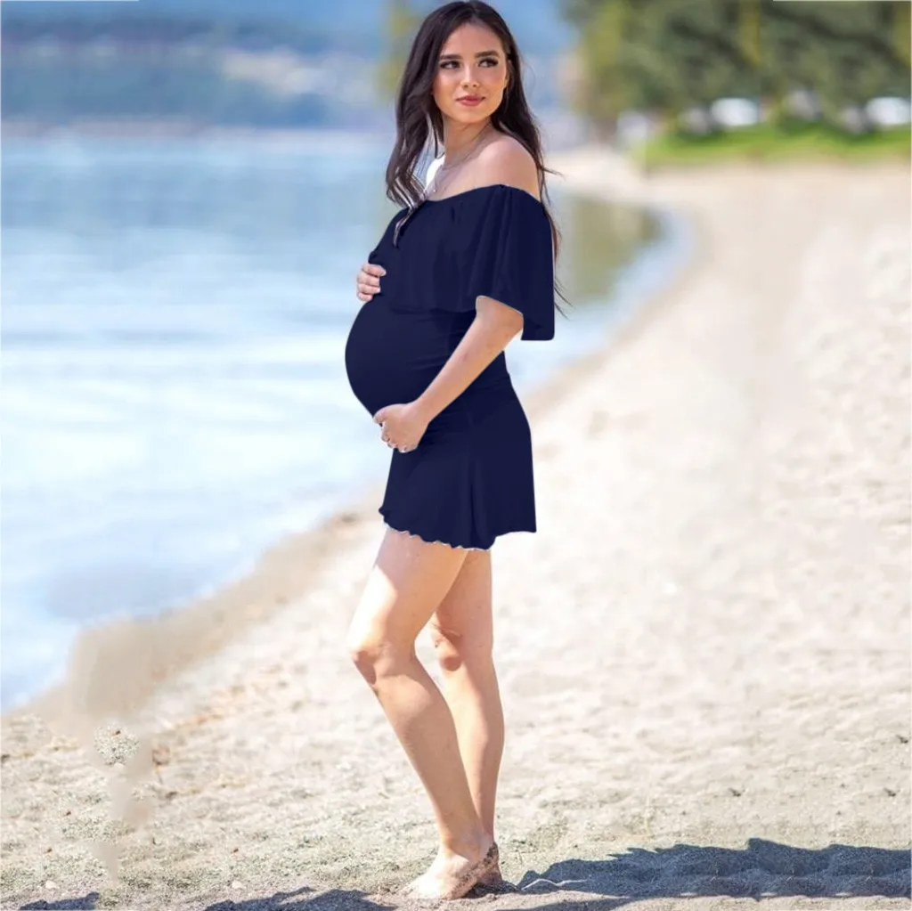 Платье для беременных женское повседневное с открытыми плечами платье