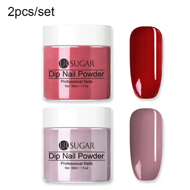 2pcs set9 Ur Sugar 30 мл Dip пудра для ногтей с блестками пигмент градиентный французский хром маникюр Дизайн ногтей погружение пыли порошок без лампы лечения - Цвет: 2pcs set9
