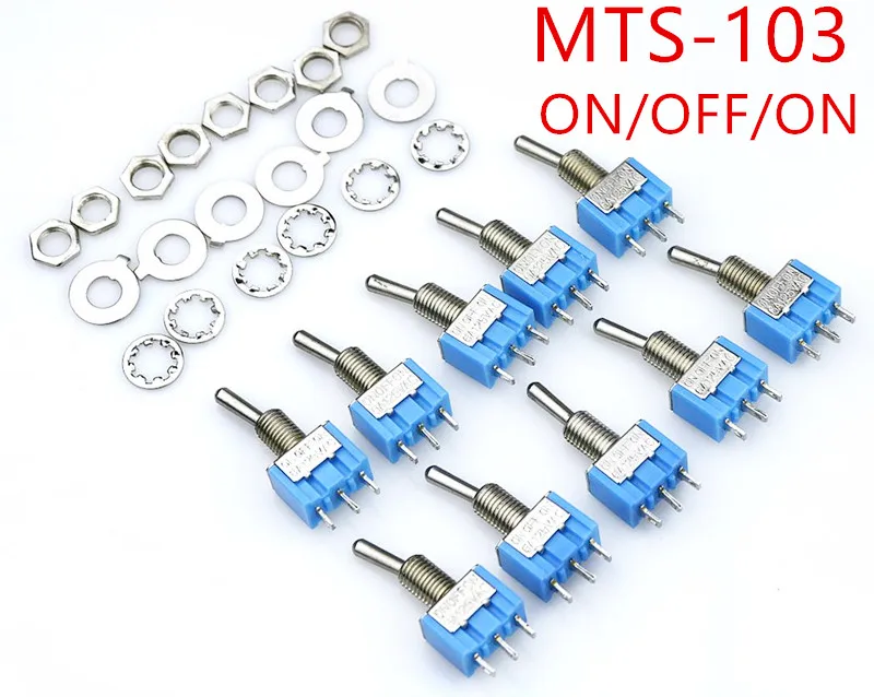 10 шт. MTS 103 AC 125V 6A 3 х контактный переключатель Кулисный Переключатель ВКЛ/ВЫКЛ/на
