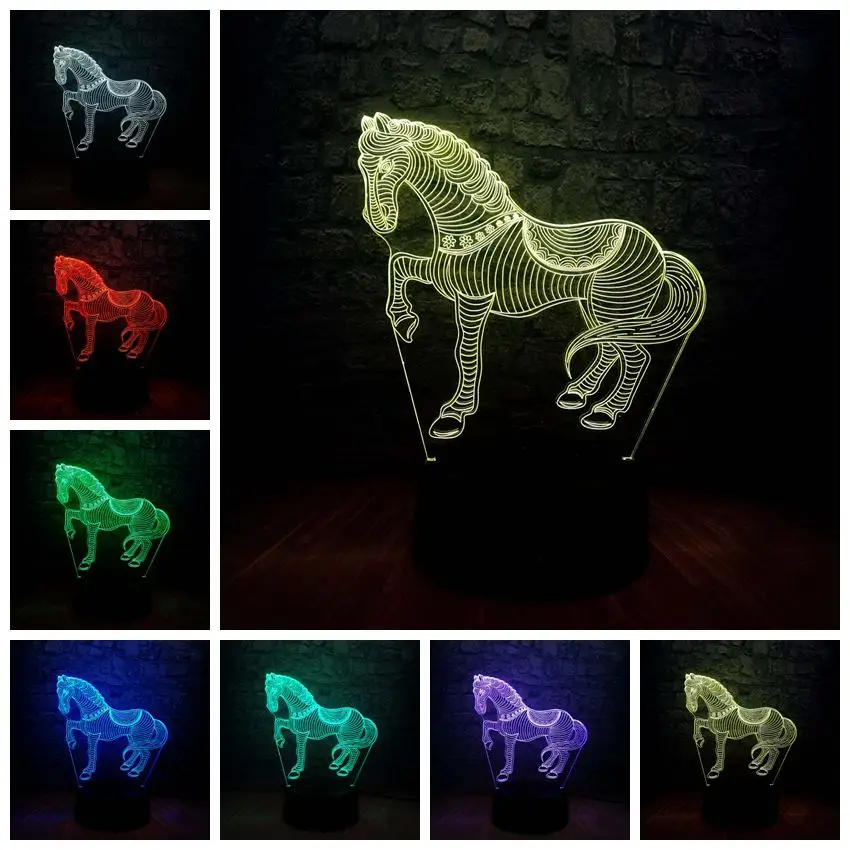 1 Новинка 3D светодиодный настольный светильник Pentium horse 7 смена Цветов RGB электрический ночной Светильник реквизит Gadgt подарок животное дети Декор из игрушек лампа лава - Испускаемый цвет: 1