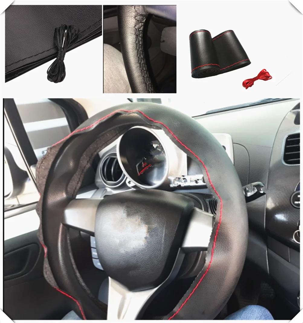 Автозапчасти чехол рулевого колеса DIY38 см волоконное Ручное шитье для Chevrolet