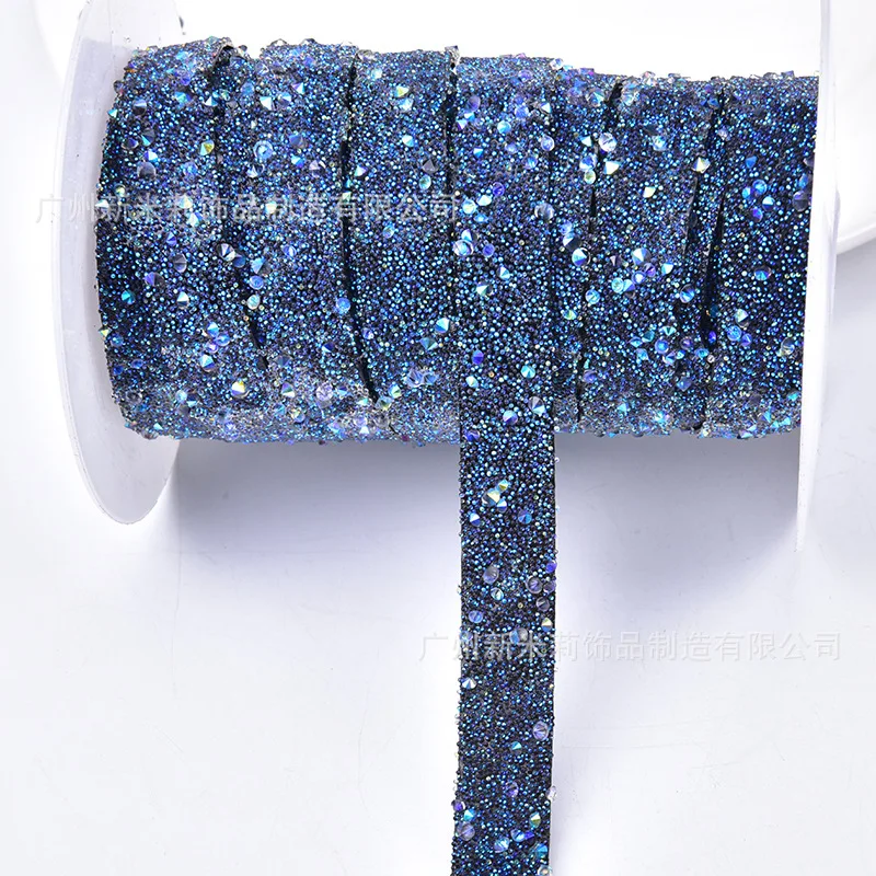 Лента для стразы 3 ярда металлическая серебристая синяя | Дом и сад