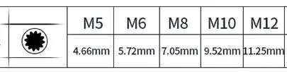 Broppe 5 шт. M5-M12 75 мм Магнитная звезда отвертка бит S2 сталь 10 мм шестигранный хвостовик M5/M6/M8/M10/M12